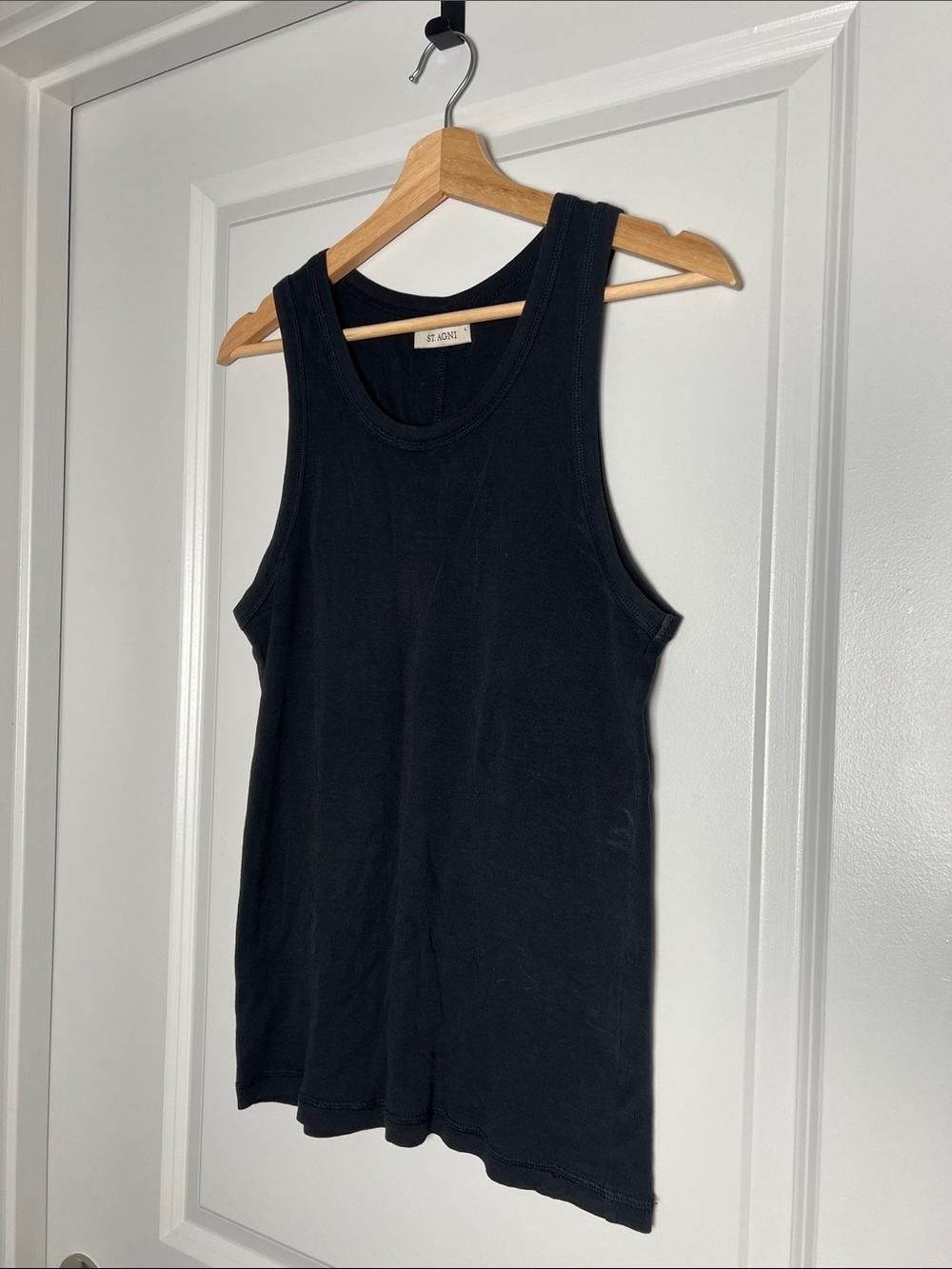 St. Agni Black Ribbed Scoop Tank